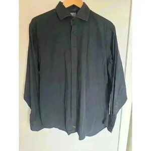 TD Thomas Dean Men's Long Sleeve Shirt Size L 100% Cotton Black Top Quality EUC